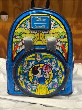 Loungefly Snow White Stained Glass Mini Backpack - Blue/Yellow
